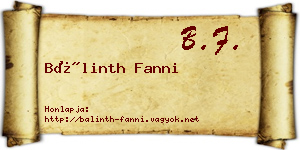 Bálinth Fanni névjegykártya