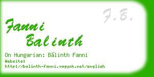 fanni balinth business card